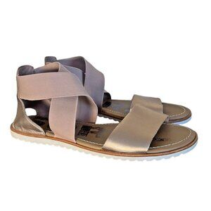 Sorel Sandals Women's Ella II Strappy Gold Tan eather Cross Strap Size 9